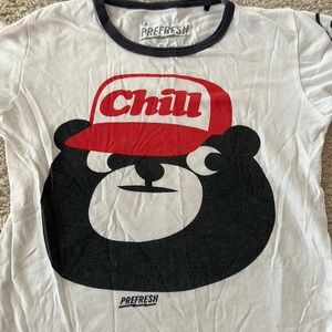 Prefresh Chill Bear ringer Tee. See photo for 2 tiny blue stains otherwise GUC